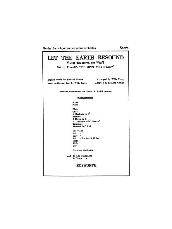 Clarke, J Let The Earth Resound Orch Sc/Pts