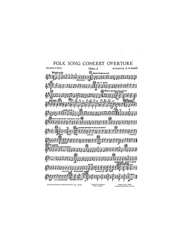 Rokos, K Folk Song Concert Overture Orch (E) Sc/Pts