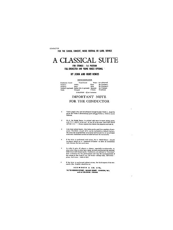 Rokos, K Classical Suite Orch (E) Sc/Pts