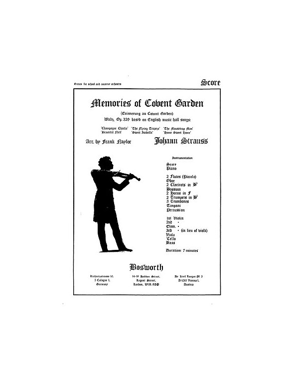 Strauss, J Ii Memories Of Covent Garden Naylor Orch (Me) Sc/Pts