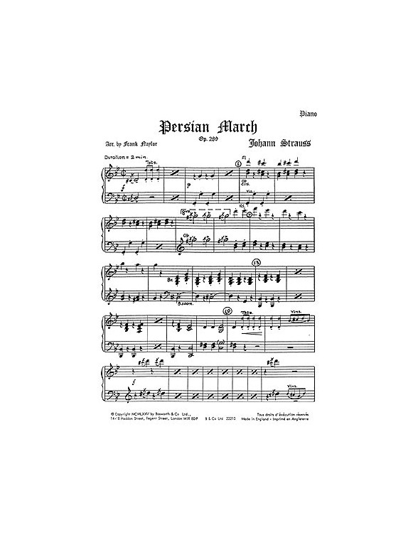 Strauss, J Ii Persian March Op.289 Naylor Orch (Me) Sc/Pts