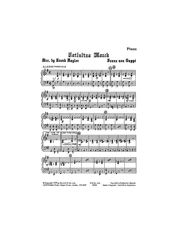 Suppe, F Fatinitza March Naylor Orch (Me) Sc/Pts