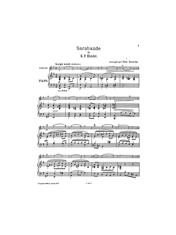 Handel, G F Sarabande Borowski Str Orch Sc/Pts