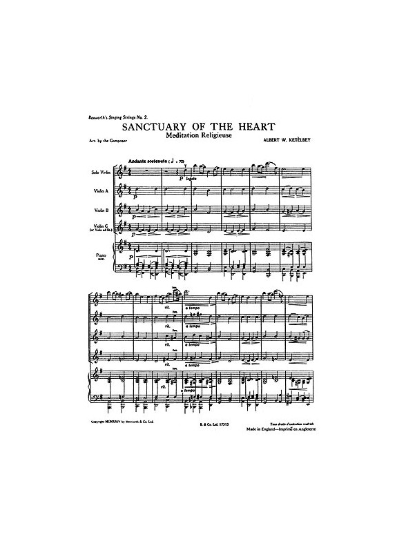 Ketelbey, A W Sanctuary Of The Heart Singing No.2 Str Sc/Pts