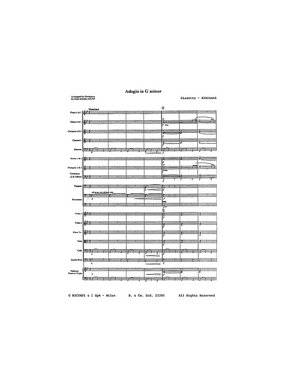 Tomaso Albinoni/Remo Giazotti: Adagio In G Minor (Score And Parts)