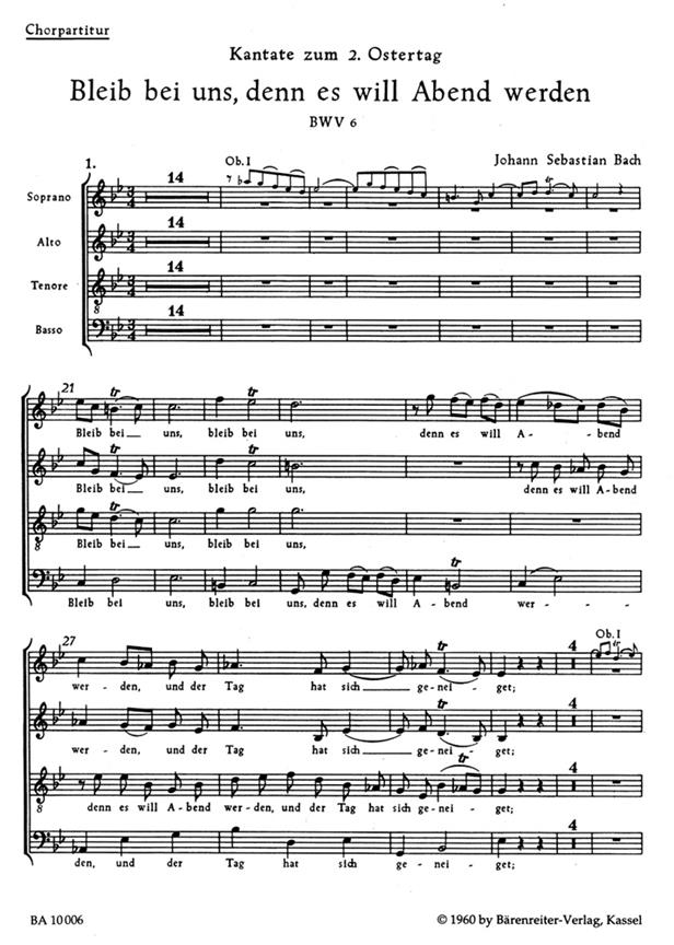 Bleib bei uns, denn es will Abend werden : Cantata for Easter Monday