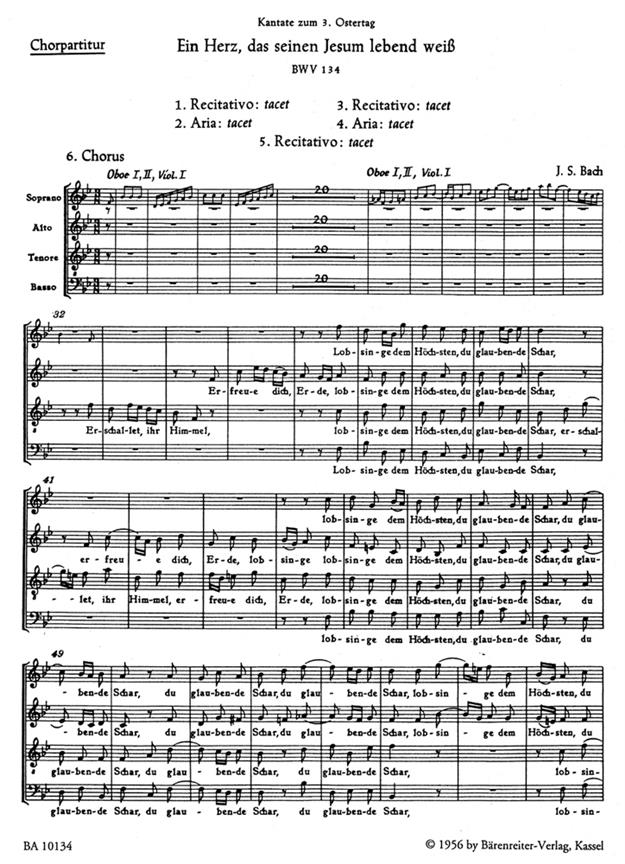 Cantata No. 134 Ein Herz Das Seinen Jesum : Cantata for Easter Tuesday