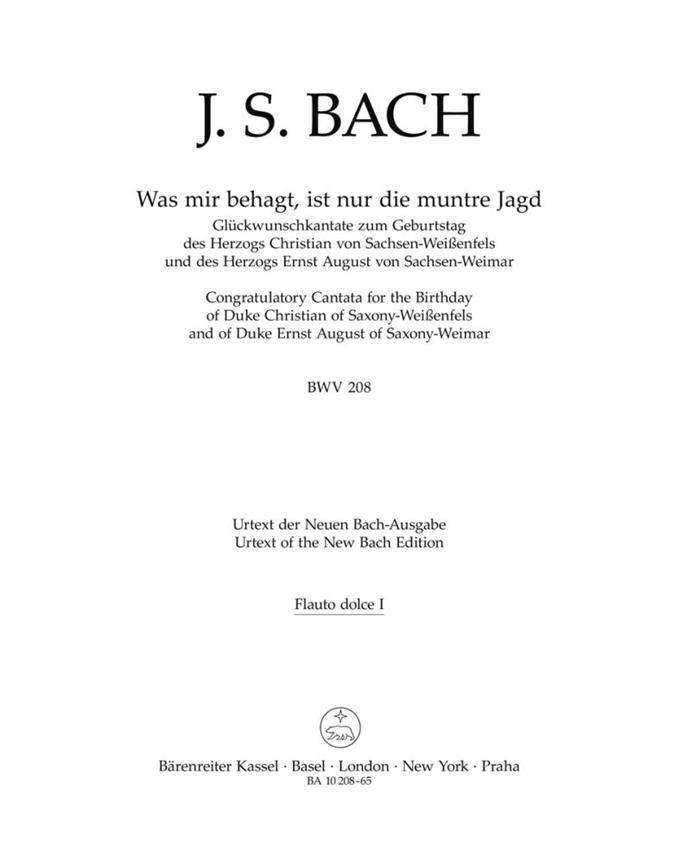 Was mir behagt, ist nur die muntre Jagd - Bach, Johann Sebastian