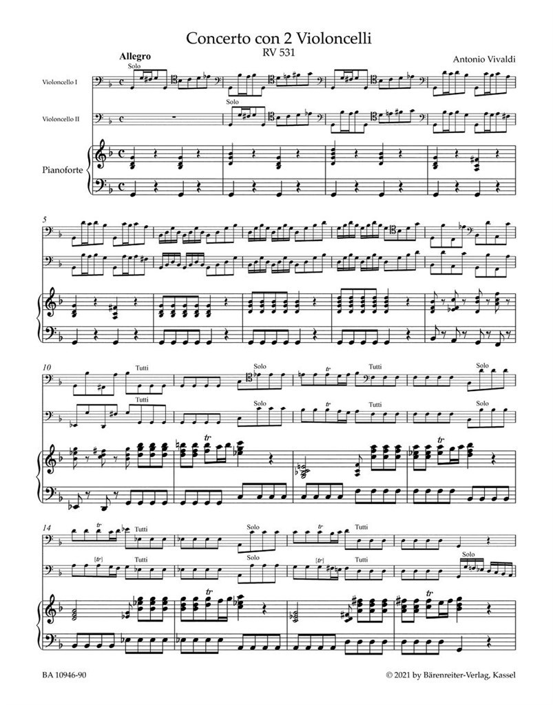 Concerto for two Violoncellos in G minor RV 531
