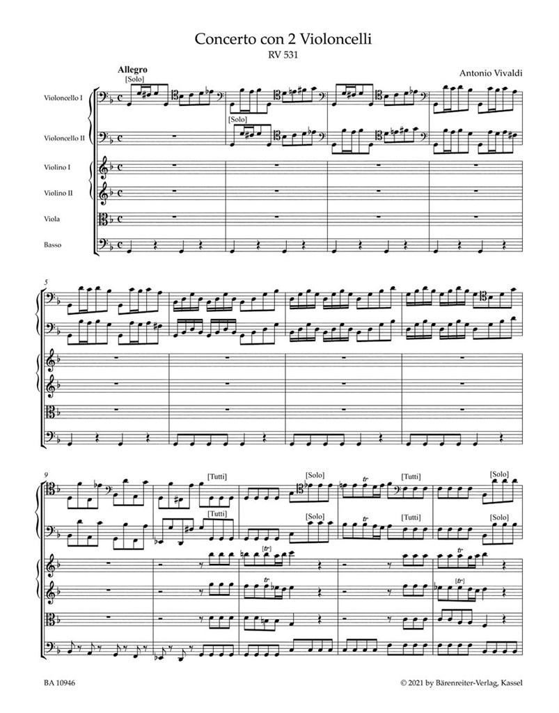 Concerto for two Violoncellos in G minor RV 531