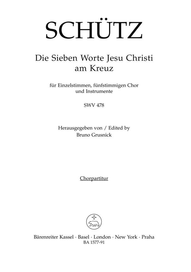 Die sieben Worte Jesu Christi am Kreuz : Music on liturgical text for Good Friday