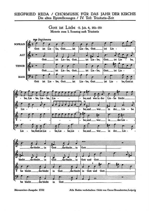 Gott ist Liebe : Epistelmotette für den 1. Sonntag nach Trinitatis