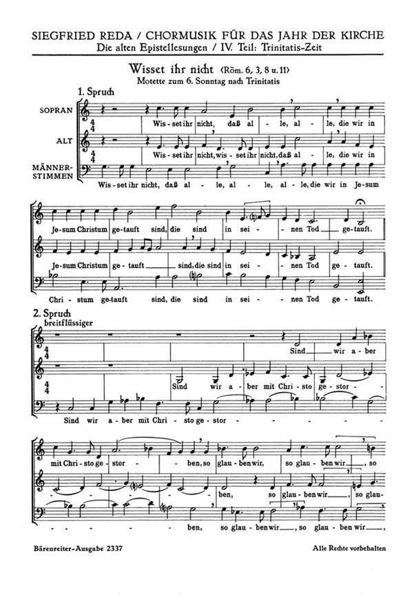 Wisset ihr nicht, dass alle, die wir in JC : Motette zum 6. Sonntag nach Trinitatis