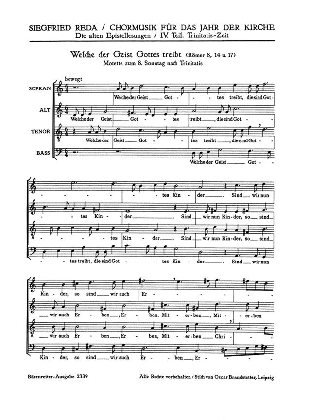 Welche der Geist Gottes treibt : Epistelmotette für den 8. Sonntag nach Trinitatis