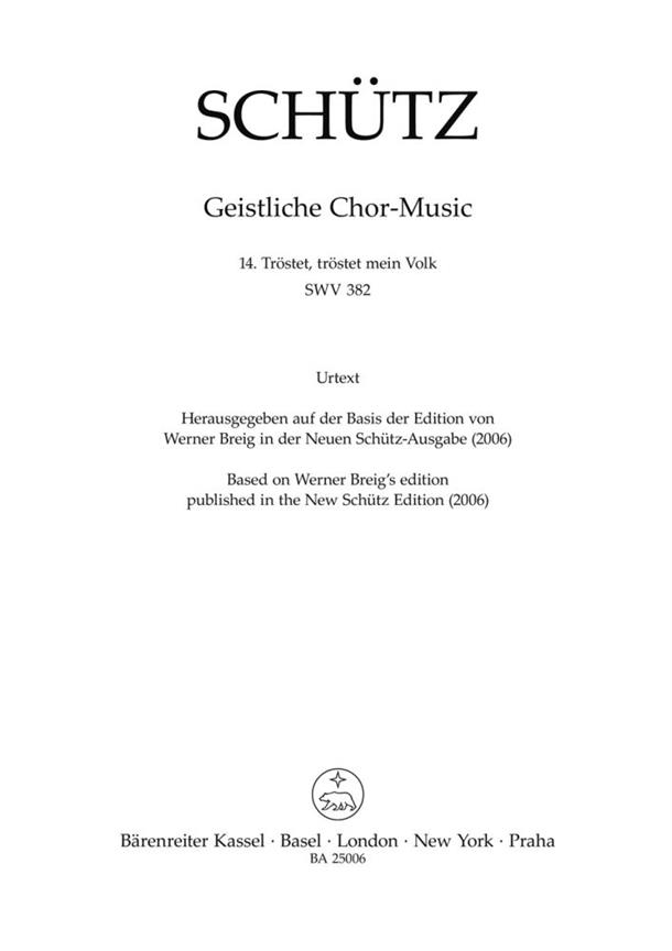 Tröstet, tröstet mein Volk : SWV 382 Motet No. 14 from Geistliche Chor-Music
