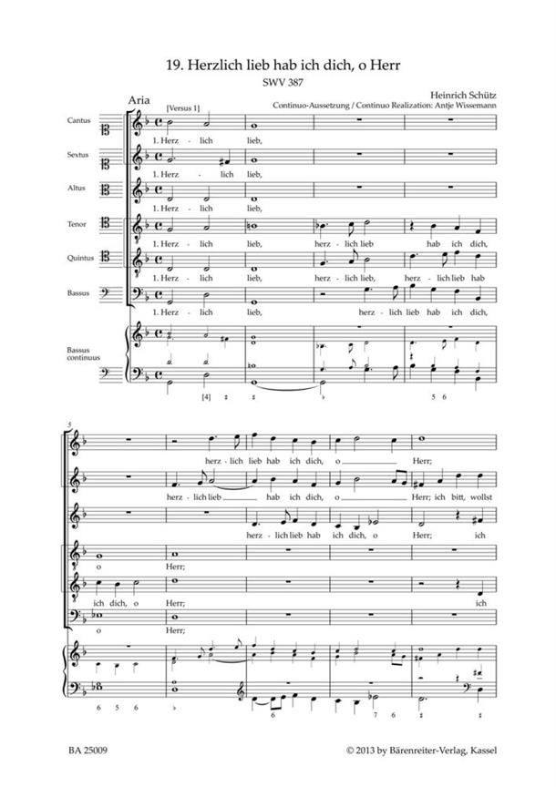 Herzlich lieb hab ich dich, o Herr : SWV 387 Motet No. 19 from Geistliche Chor-Music
