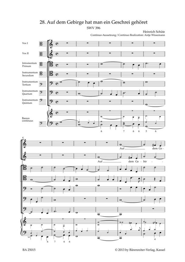 Auf dem Gebirge hat man ein Geschrei gehöret : SWV 396 Motet No. 28 from Geistliche Chor-Music