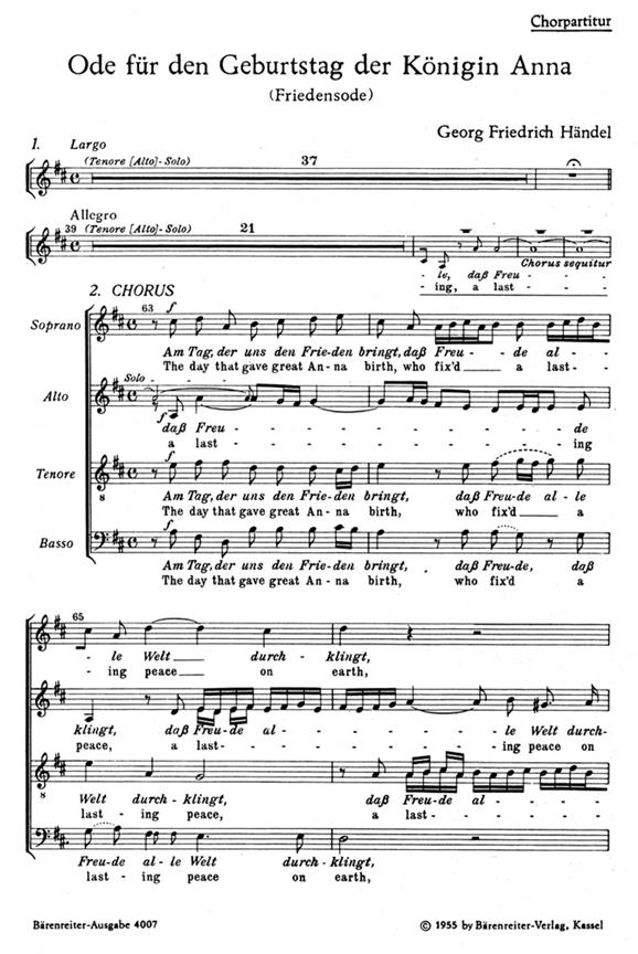 Ode for the Birthday of Queen Anne : Friedensode