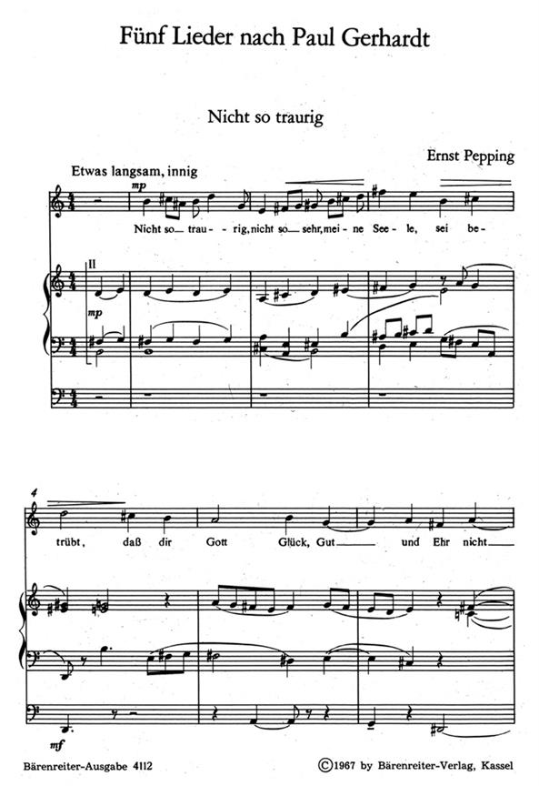 five Lieder nach Gedichten von Paul Gerhardt - Pepping, Ernst
