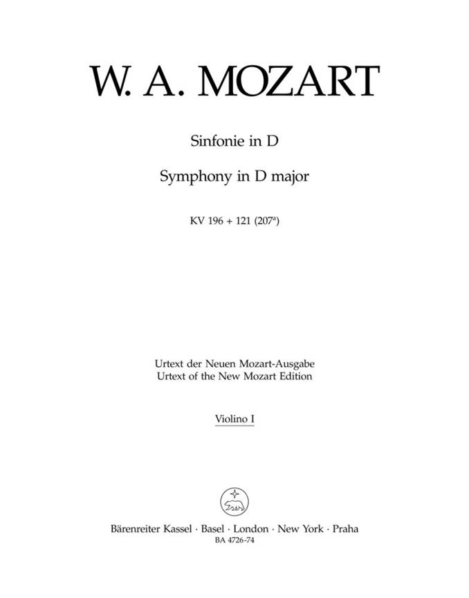 Symphony : Overture to La finta giardiniera K. 196 und K. 121207a