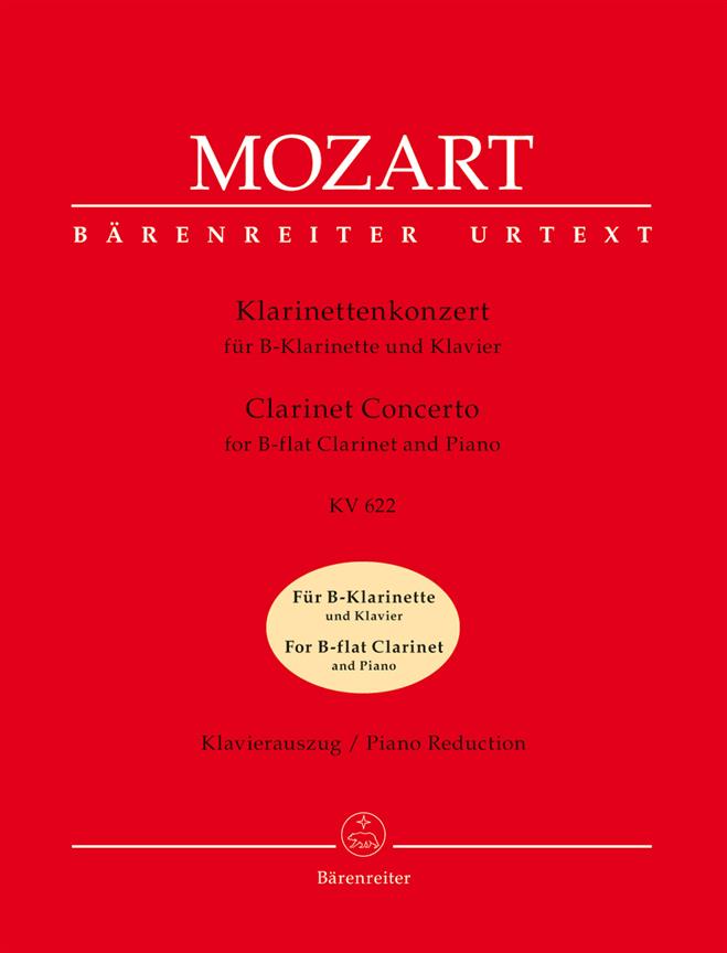 Clarinet Concerto In A K.622 : Transposed version into B-flat major for Bb Clarinet & Piano
