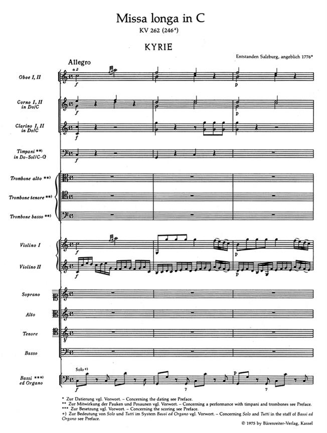 Missa longa - Mozart, Wolfgang Amadeus