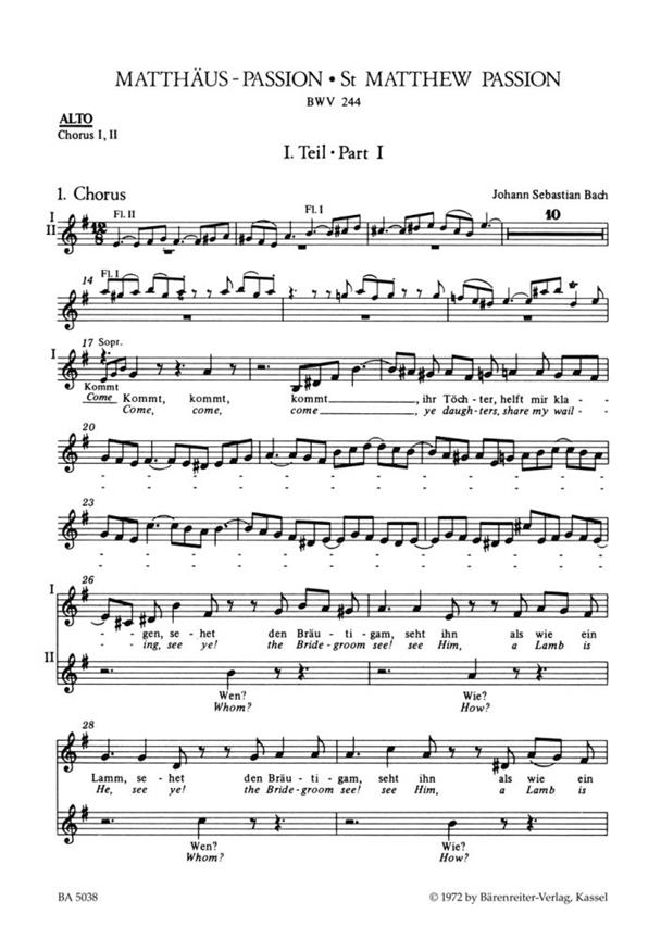 Matthaus-Passion BWV244 : 1. Alto (Choral voice), 2. Alto (Choral voice)