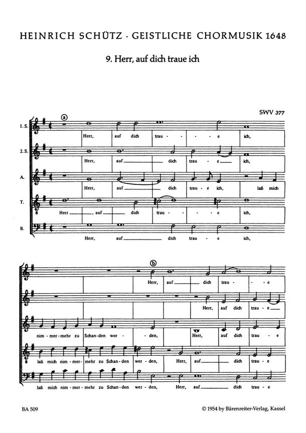 Herr, auf dich traue ich : Motette Nr.9 aus Geistliche Chormusik 1648