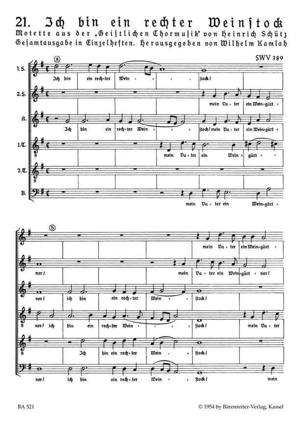 Ich bin ein rechter Weinstock : Motet no. 21 from Geistliche Chormusik 1648
