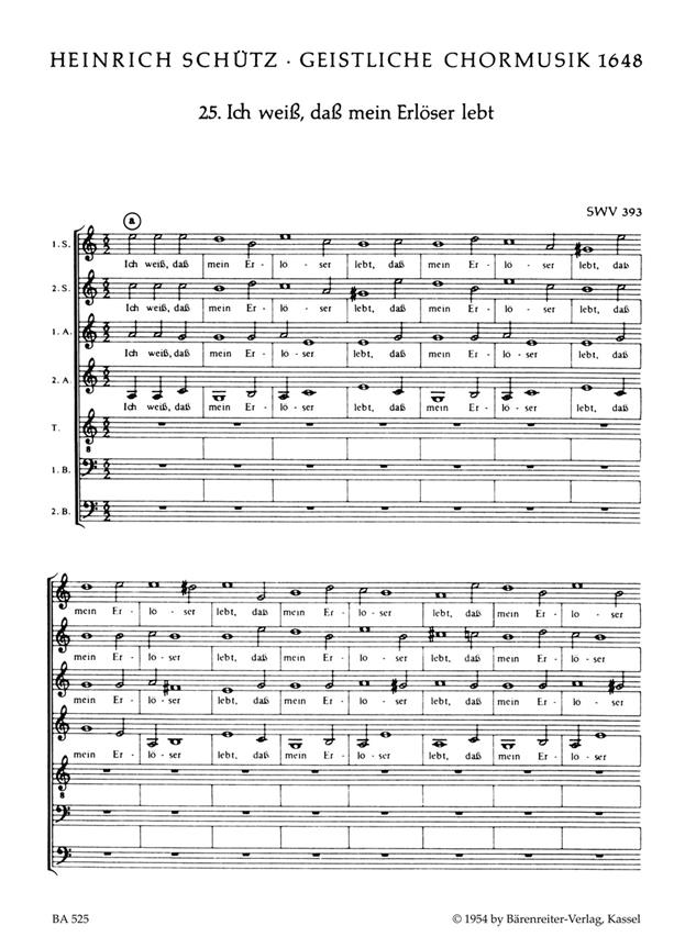 Ich weiss, dass mein Erloser lebt SWV 393 : Motet no. 25 from 'Geistliche Chormusik 1648'