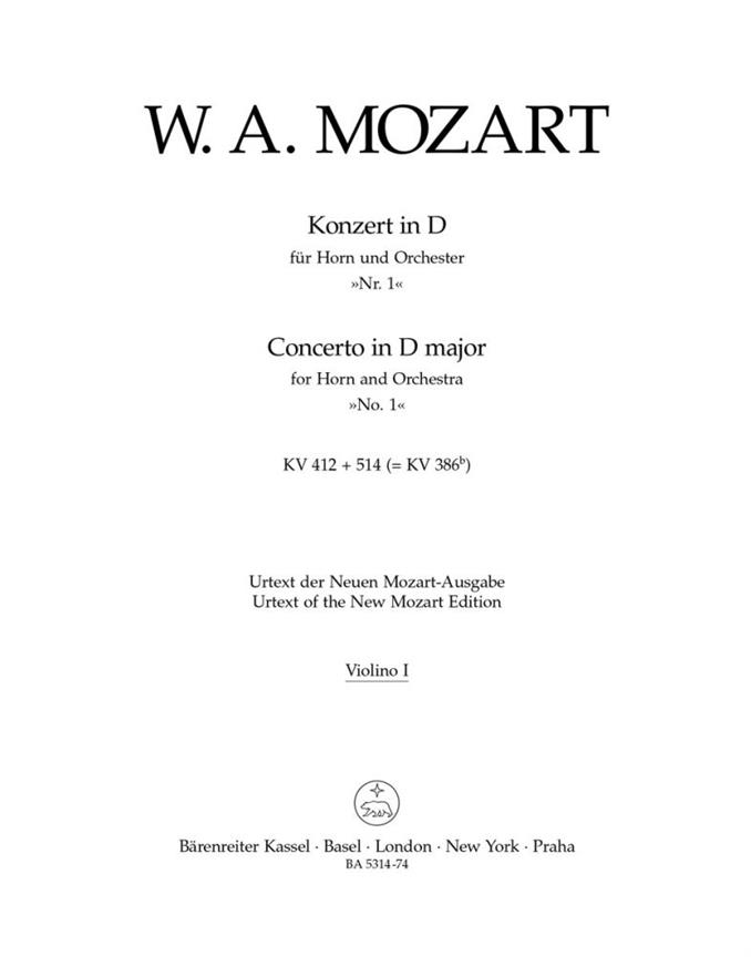 Concerto in D major for Horn and Orchestra No. 1 : KV 412 + 514 (386b)