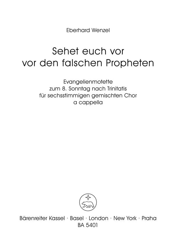 Sehet euch vor vor den falschen Propheten : Evangelienmotette