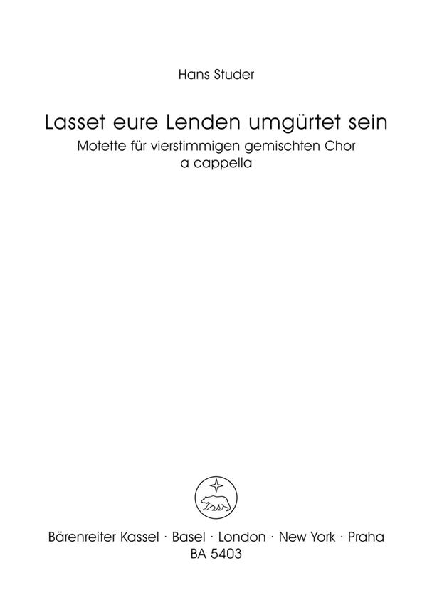 Lasset eure Lenden umgurtet sein : Motette