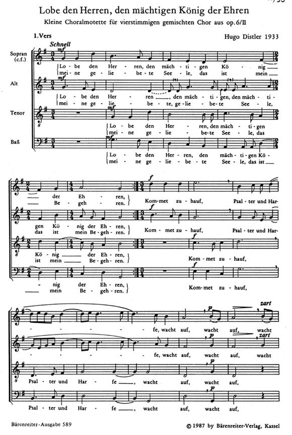 Lobe den Herren, den maechtigen Koenig der Ehren : Chorale-motet