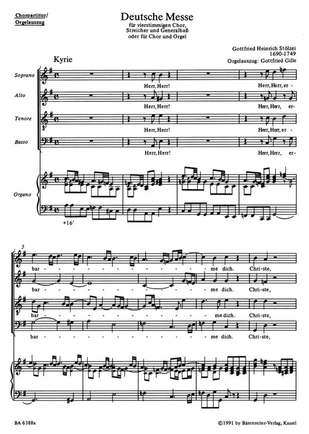 Deutsche Messe. Kyrie / Herr, erbarme dich - Gloria / Ehre sei Gott in der Höhe - Stölzel, Gottfried Heinrich