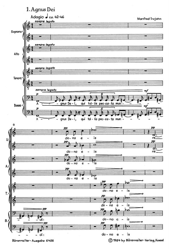 Agnus Dei - Lux aeterna : 2 Motetten lateinisch, deutscher Text beigegeben