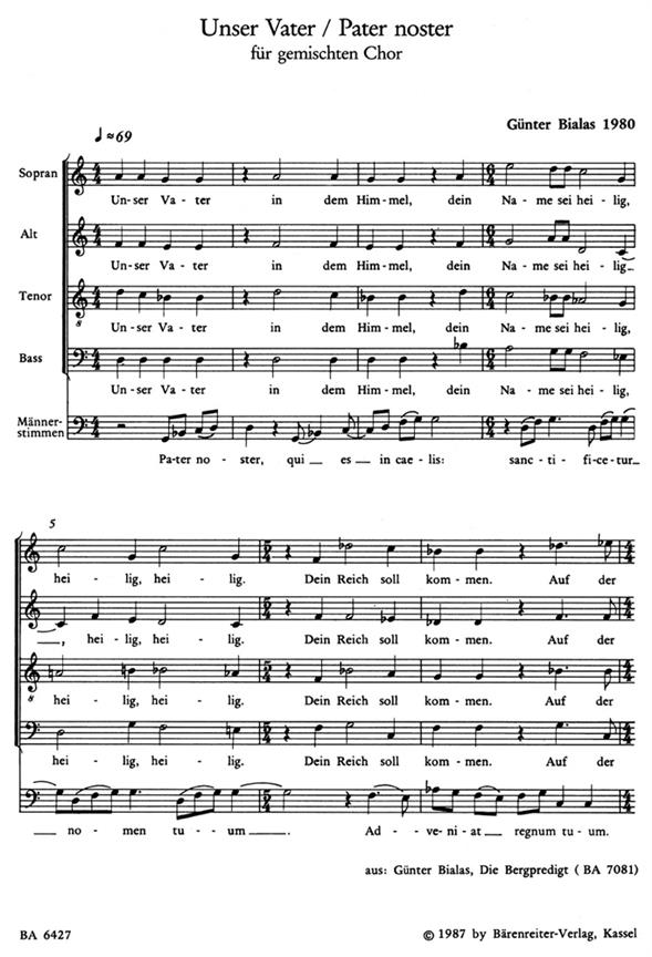 Unser Vater : Gemischter Chor [deutsch], Männerchor [lateinisch], Solofrauenstimme ad lib