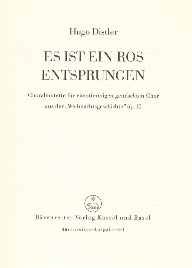 Es ist ein Ros entsprungen : Chorale partita on the Weihnachtsgeschichte Christmas Story