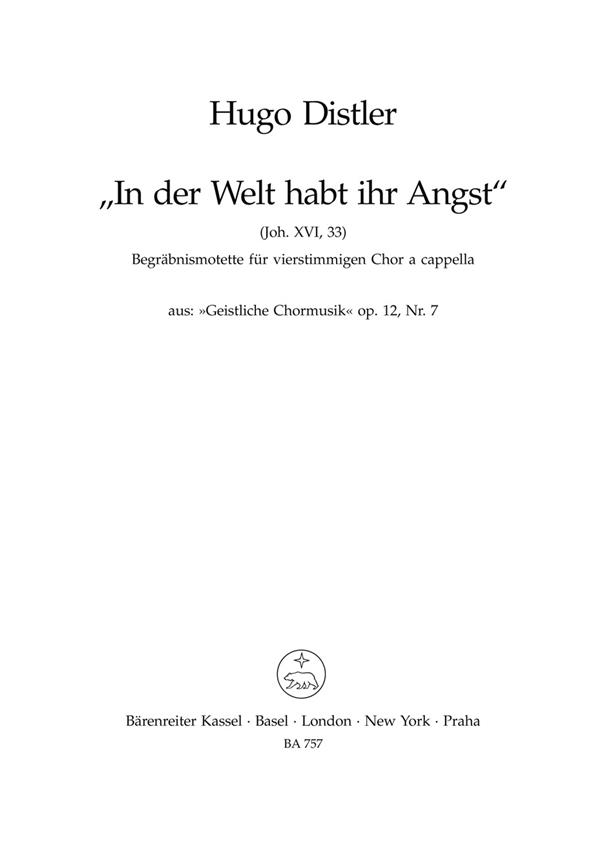 In der Welt habt ihr Angst Op.12/7