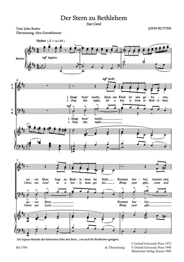 Der Stern zu Bethlehem - Star Carol : Christmas Carol: Sing this night, for a boy is born in Bethlehem