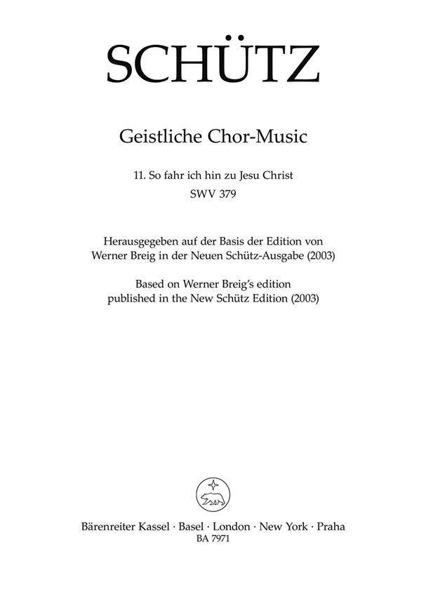 So Fahr Ich Hin Zu Jesu Christ SWV 379