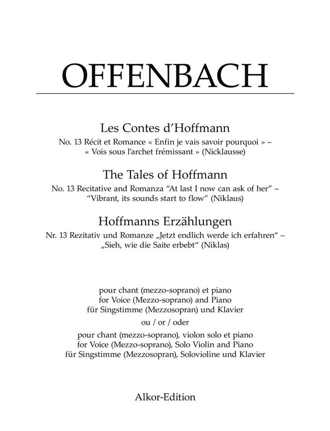 The Tales Of Hoffmann : No. 13 Recitative and Romanza