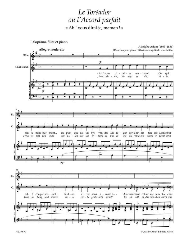 Le Toréador ou l'Accord parfait : Ah! vous dirai-je, maman! Arrangé pour soprano, flûte et orchestre