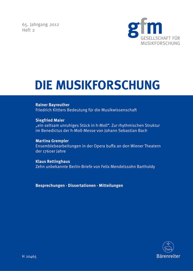 Die Musikforschung, Heft 2/2012