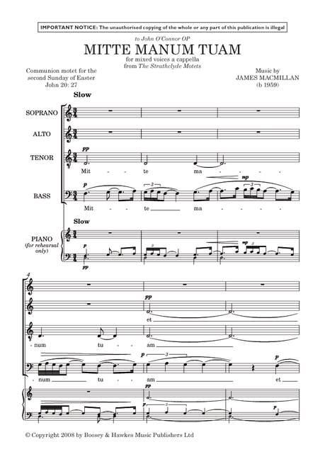 Mitte Manum Tuam : aus The Strathclyde Motets