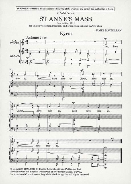 St Anne's Mass : New edition 2011