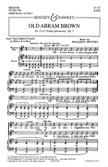 Friday Afternoons op. 7/12 : No. 12 Old Abram Brown