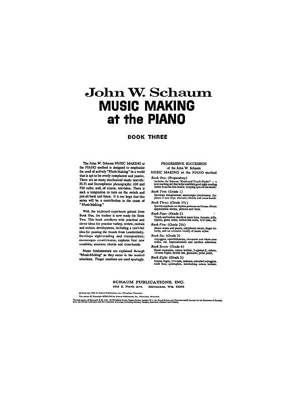 John W. Schaum: Music Making At The Piano Book 3 Level 2