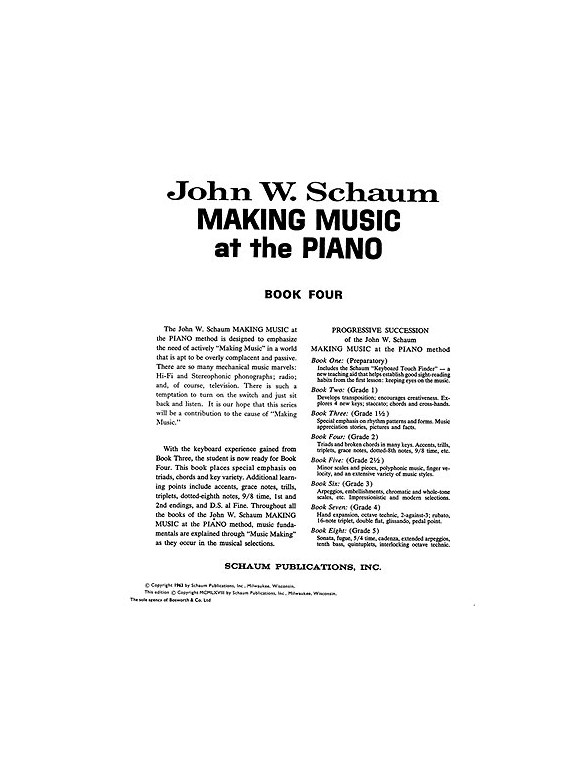 John W. Schaum: Music Making At The Piano Book 4 Level 3