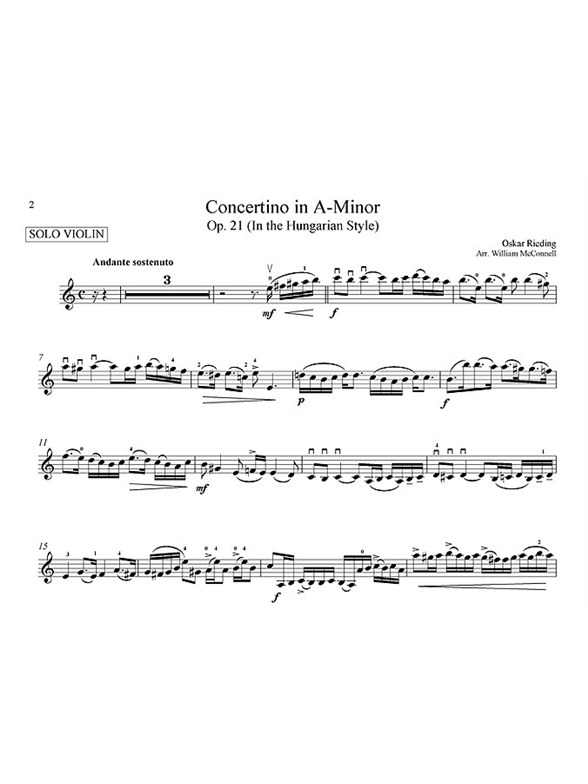 Oskar Rieding: Concertino In A Minor (Score And Parts)